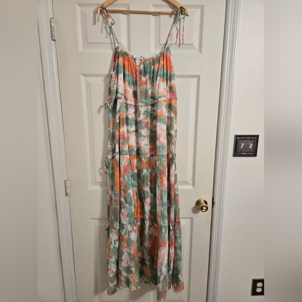 On you green and peach Colorful Tie-Dye Maxi Dress size small NWT